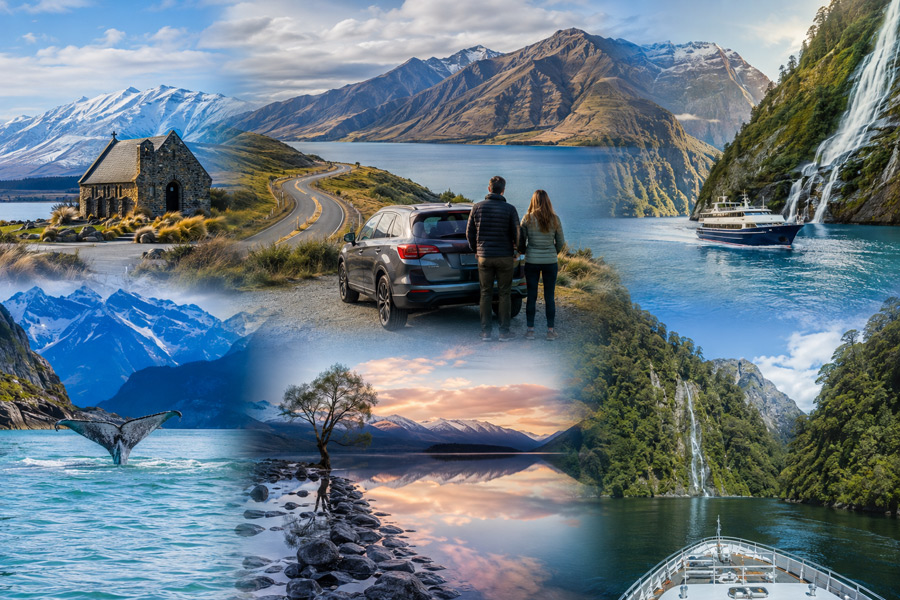 Christchurch → Queenstown → Milford Sound → Te Anau → Doubtful Sound → Queenstown → Christchurch