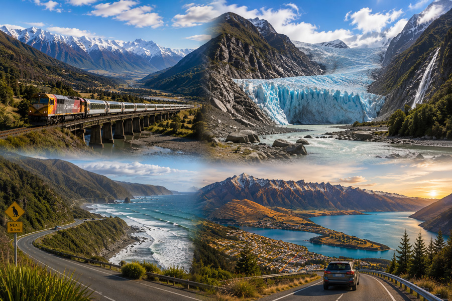 Christchurch → Queenstown with TranzAlpine and West Coast Glaciers